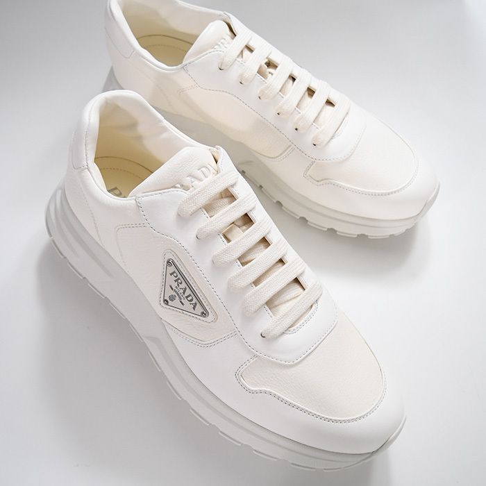 美品 PRADA ホワイト ストライプ スニーカー PRADA プラダ スニーカー シューズ PRAX 01 Ry-Nylon 2EE369