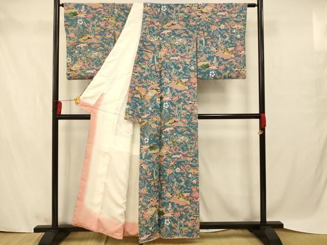 平和屋着物＊夏物 小紋 絽 草花文 正絹 逸品 AAAZ4583jd