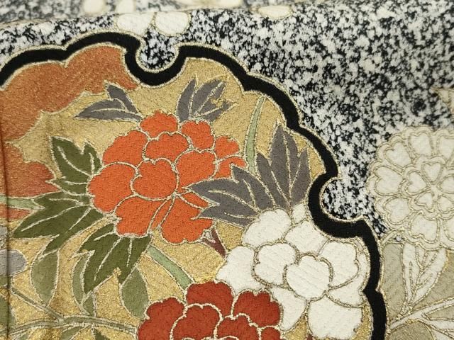 平和屋着物□訪問着 絞り 変わり雪輪花文 金彩 正絹 逸品 AAAY2677ja