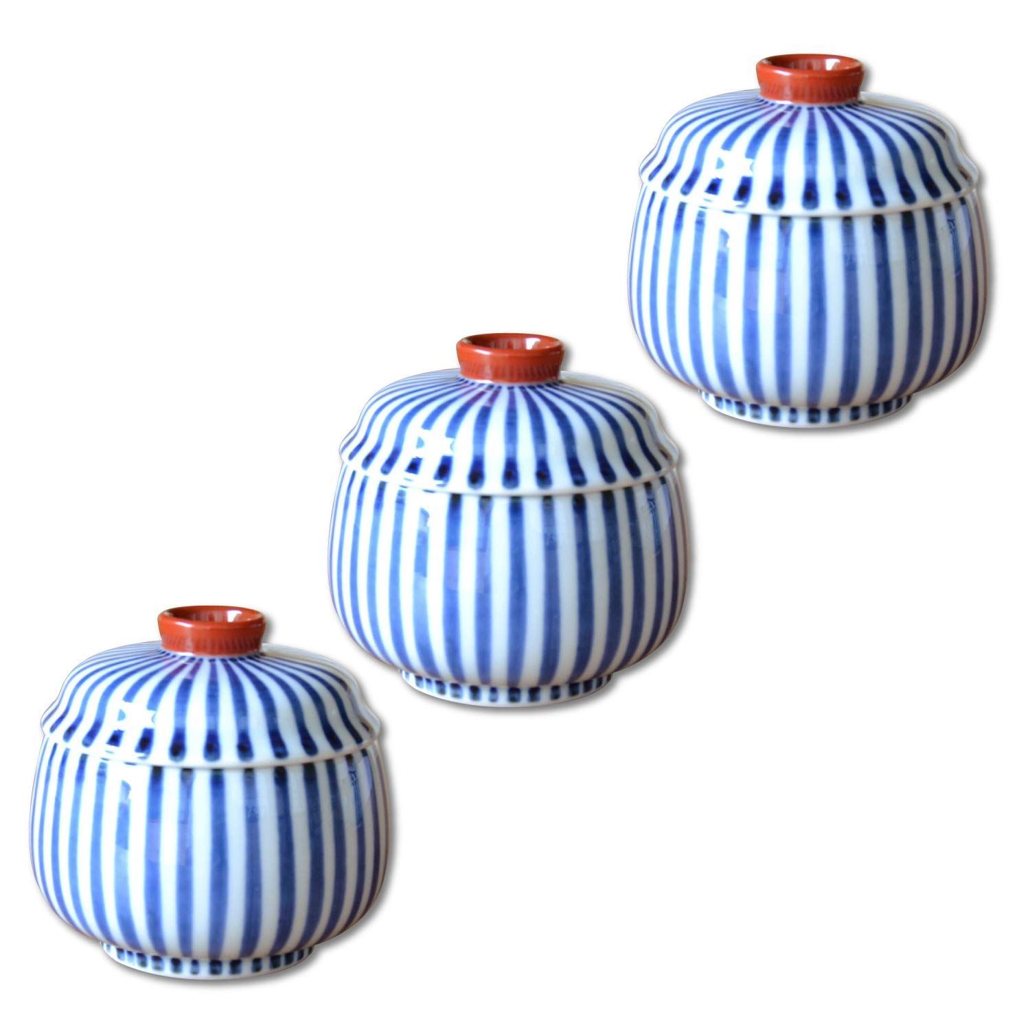 ちゃわんむし器 茶碗蒸し 器 ３個セット 食器 有田焼 朱巻十草