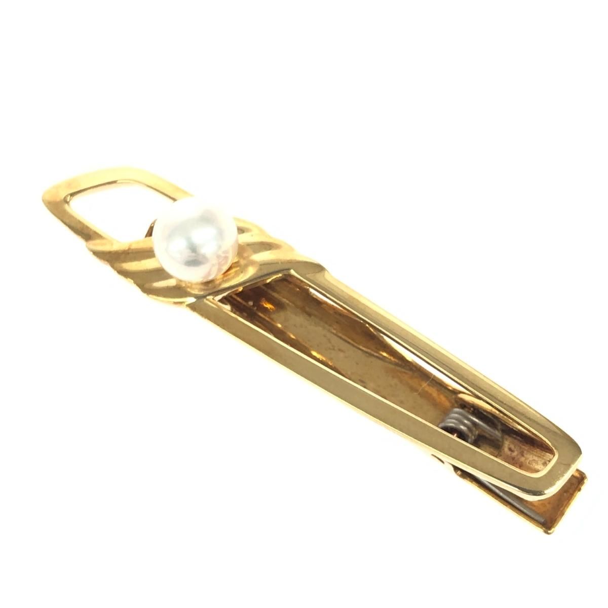  ミキモト タイピン-カフスセット ゴールド パール直径6.5-7.0㎜ K 18 YG メンズ ネクタイピン 小物