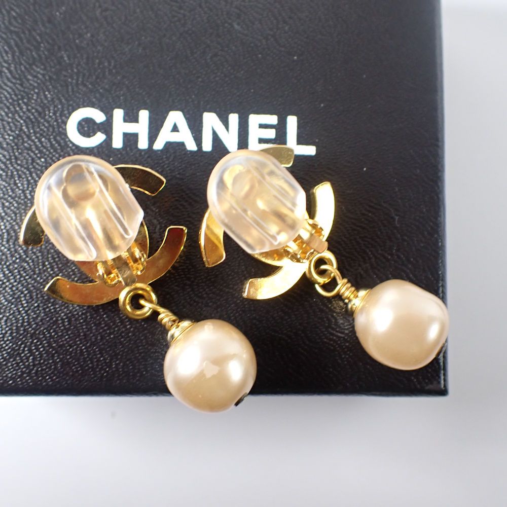 CHANEL|シャネル|フェイクパールイヤリング|金色金具|箱有|g512-33
