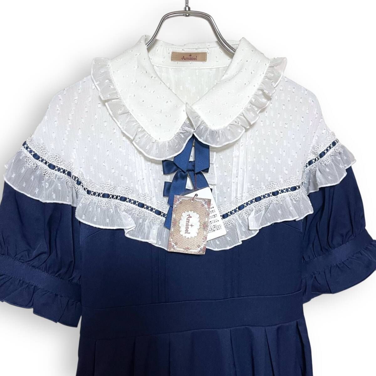 M2523| Amavel Classical Maiden ティアード ワンピース ネイビー