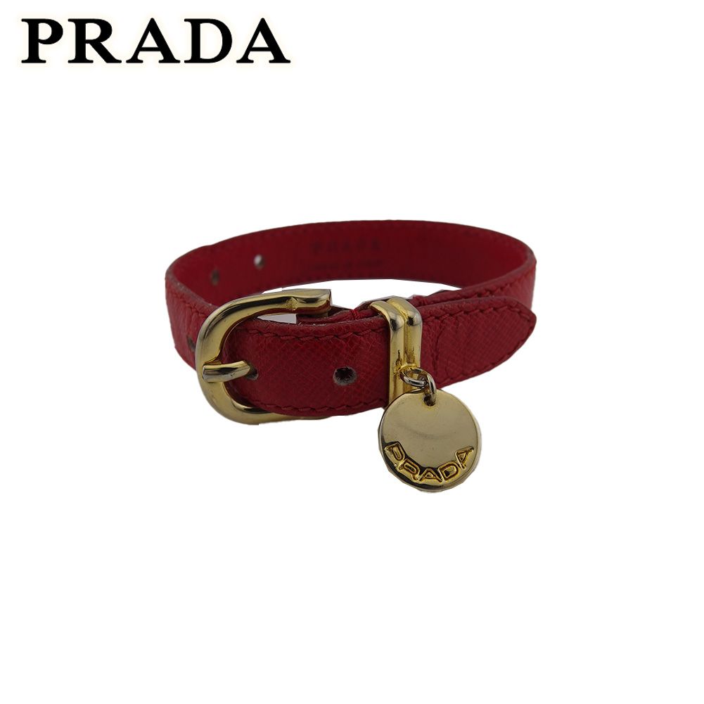 【美品】PRADA プラダ　ブレスレット　レッド　メンズ　レディース　保存箱 プラダ PRADA ブレスレット レッド×ゴールド レディース 中古