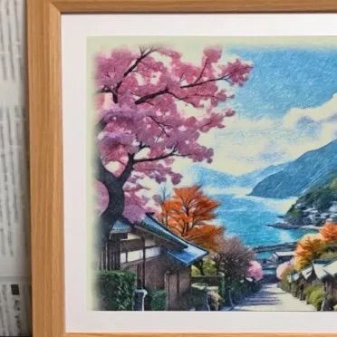 ジブリアート③崖の上のポニョより「坂の上の湊町」額装品 額縁寸法