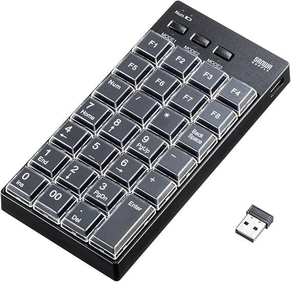 サンワサプライ プログラマブルテンキー 2.4Gモデル NT-WL26BK