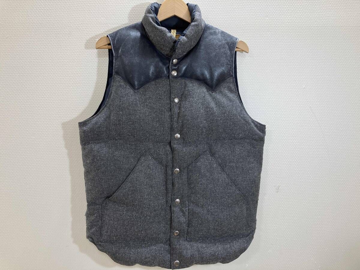 Rocky MOUNTAIN FEATHERBED ダウンベスト Duffers ウール レザー切替ダウンベスト 杢グレー 38