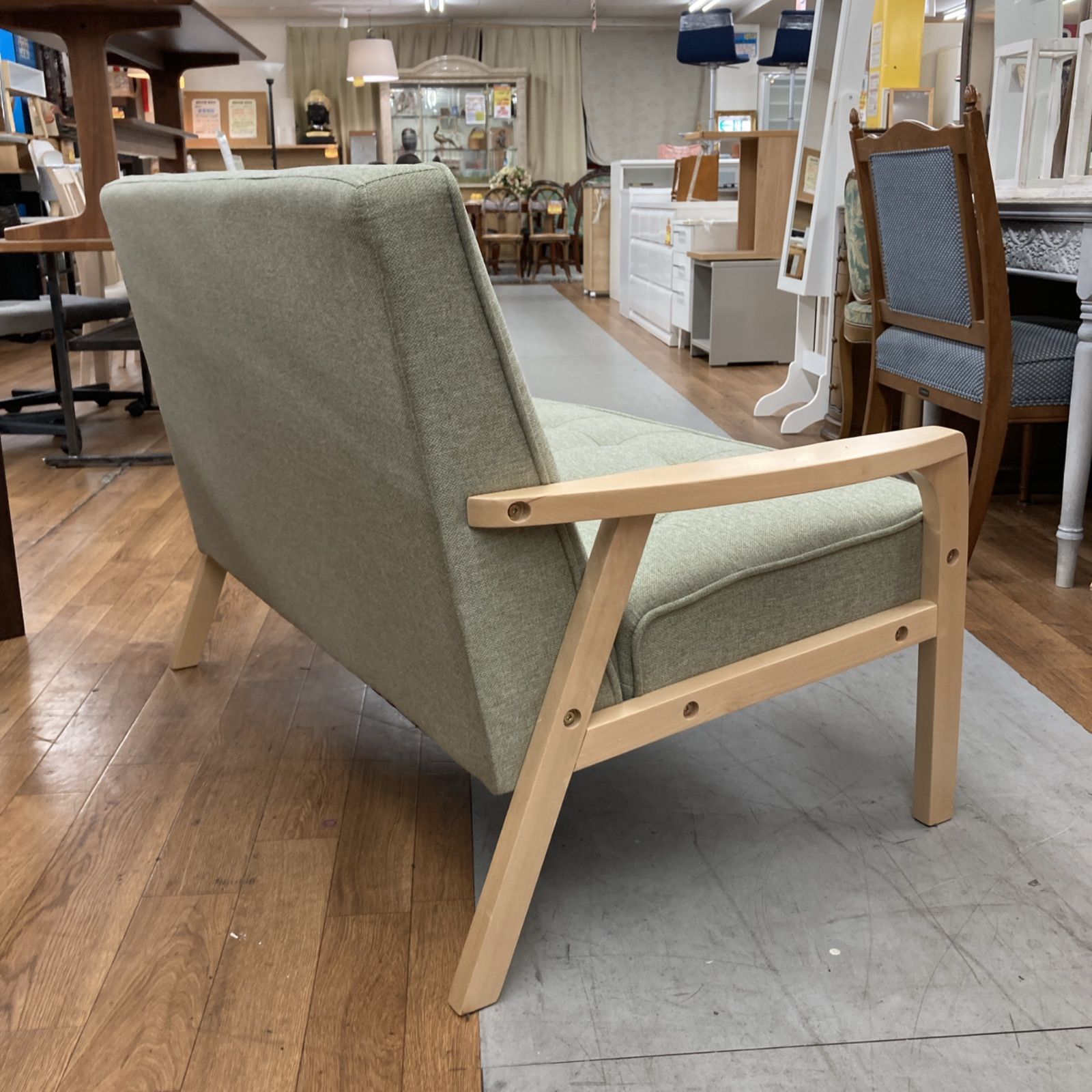 コンパクト2Pソファ 天然木