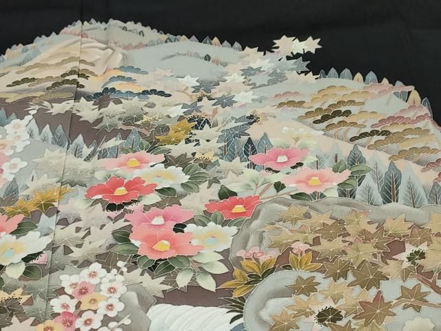 平和屋着物□豪華黒留袖 友禅 作家物 風景文 正絹 逸品 AAAY3535mf
