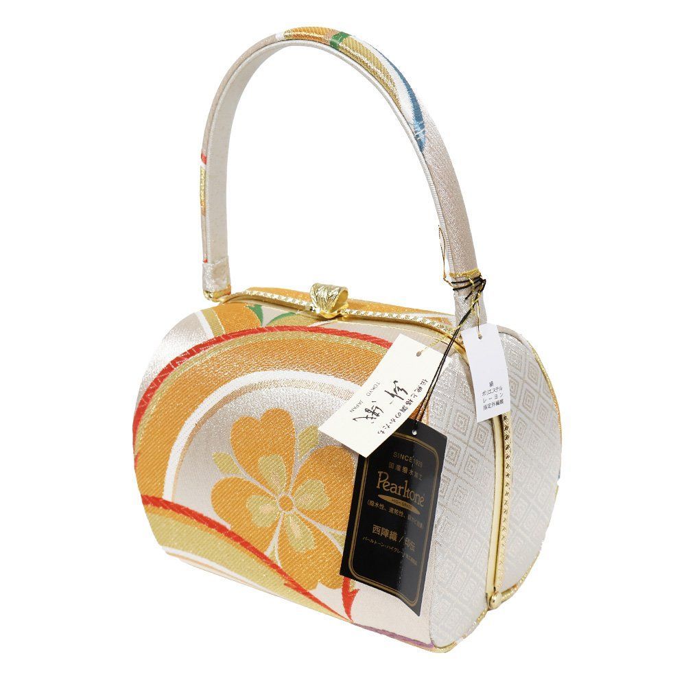 紗織 振袖用 草履 バッグセット 正絹 金 銀 剣片喰 M寸 S7792 新品 