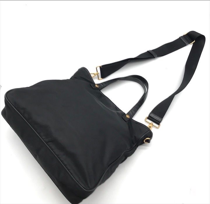 良品 PRADA プラダ ロゴ金具 2WAY サフィアーノ ナイロン ハンド