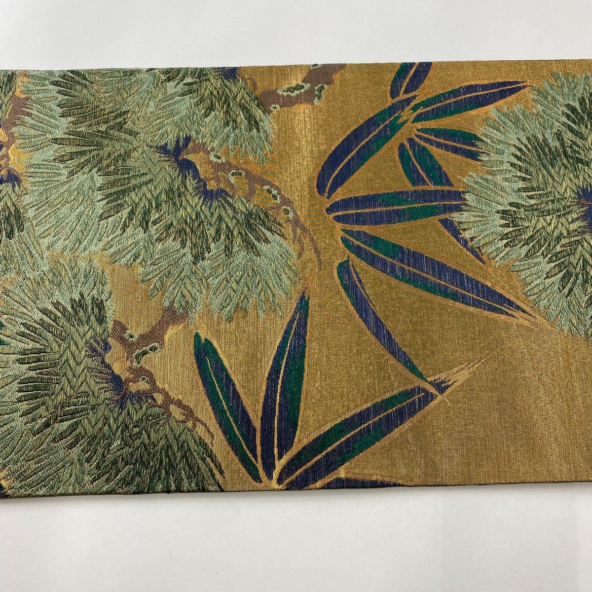 袋帯 美品 名品 花井幸子 落款 松 笹 金糸 箔 金色 六通 正絹