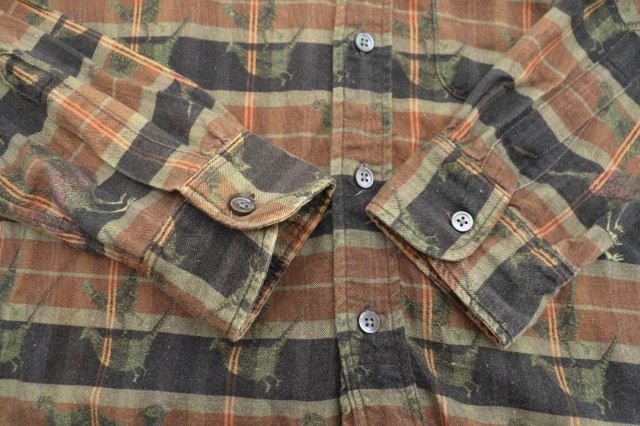 エンジニアードガーメンツ Engineered Garments 19th BD Shirt Printed Bird on Plaid バード  プリント ボタンダウン チェック柄 長袖ネルシャツ S マルチカラー ブランド古着ベクトル 中古●240809