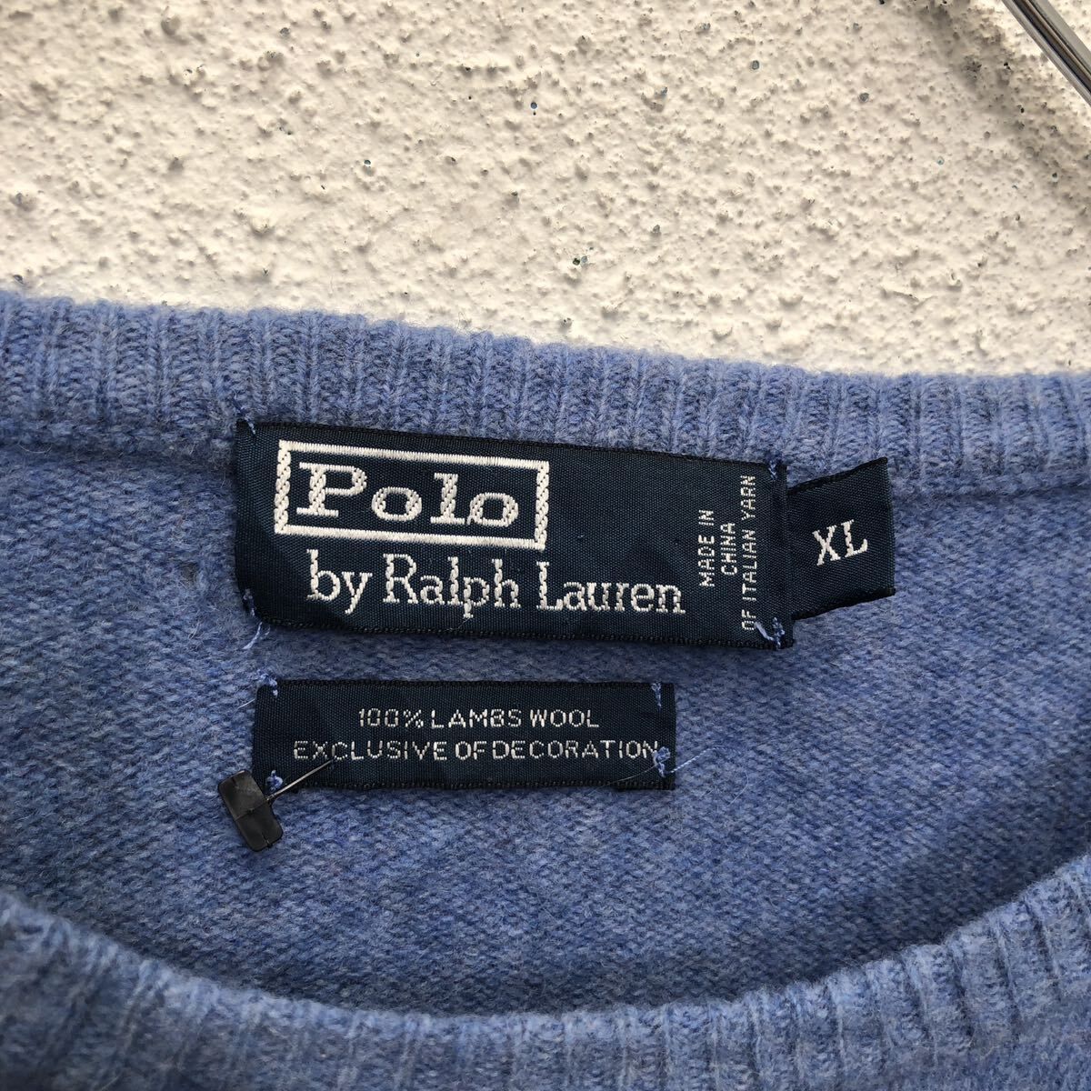 POLO RALPH LAUREN コットン ニット セーター ポロラルフローレン XL ブルー ビッグサイズ Vネック 古着卸 アメリカ仕入 a605-8324