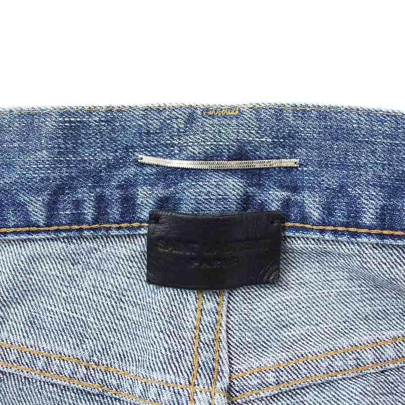 SAINTLAURENTダメージ加工ブルーデニムパンツ28 SAINTLAURENTダメージ