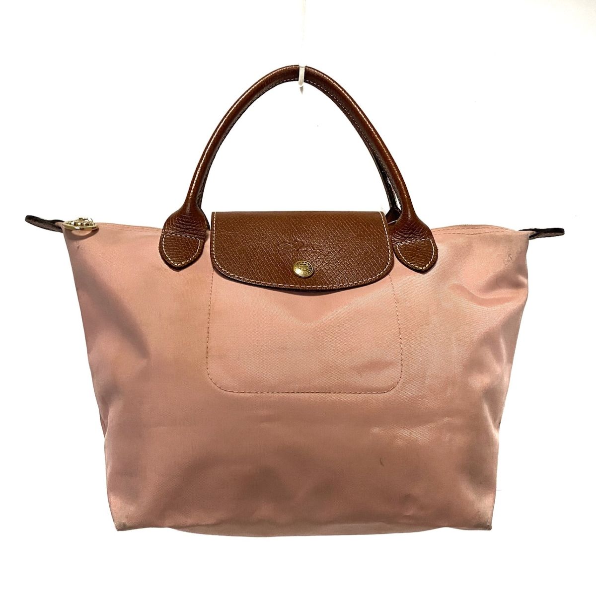 LONGCHAMP(ロンシャン) ハンドバッグ ル・プリアージュオリジナル ピンク×ブラウン 折りたたみ ナイロン×レザー