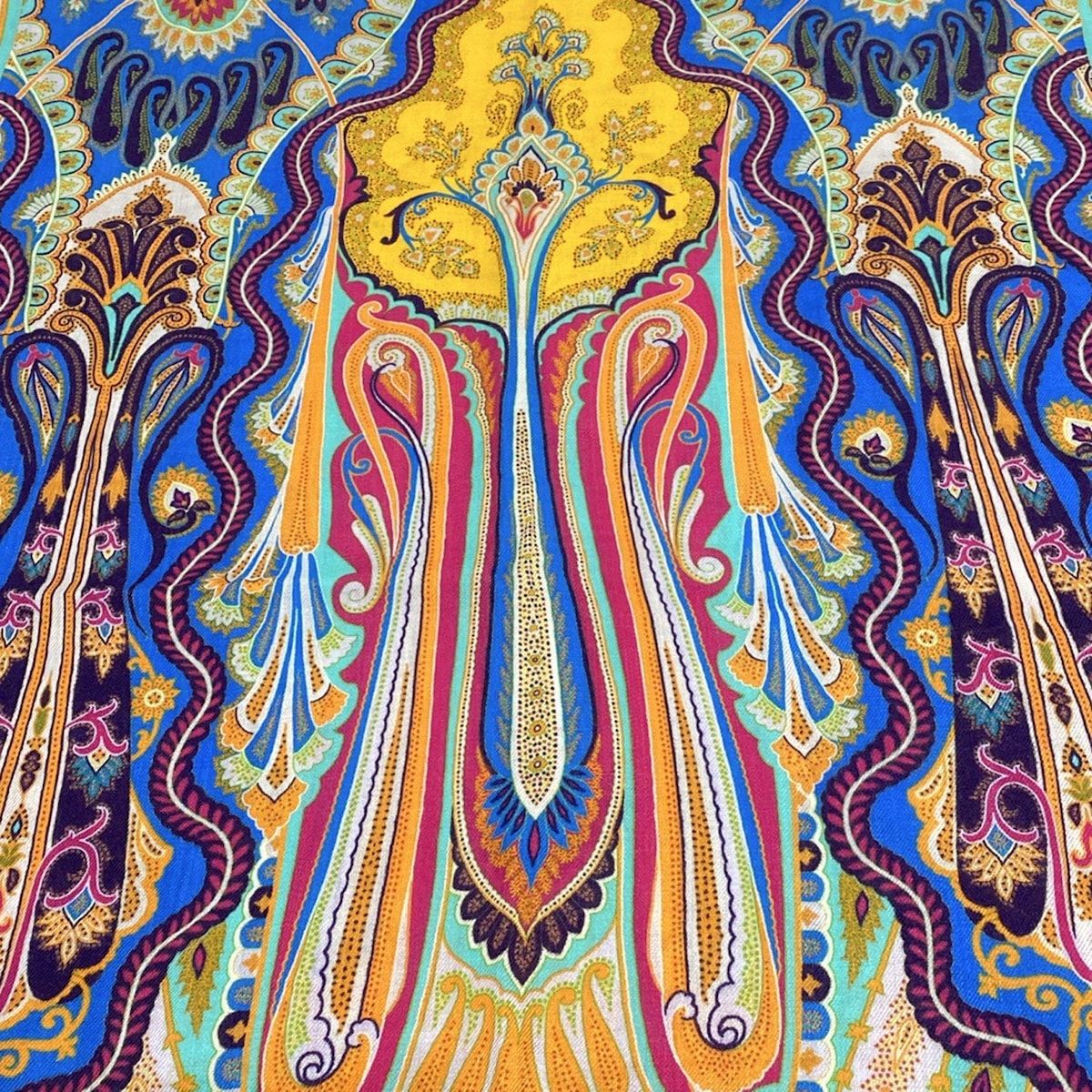 ETRO カシミヤ70% エトロ ストール オレンジ系マルチカラー 大判サイズ