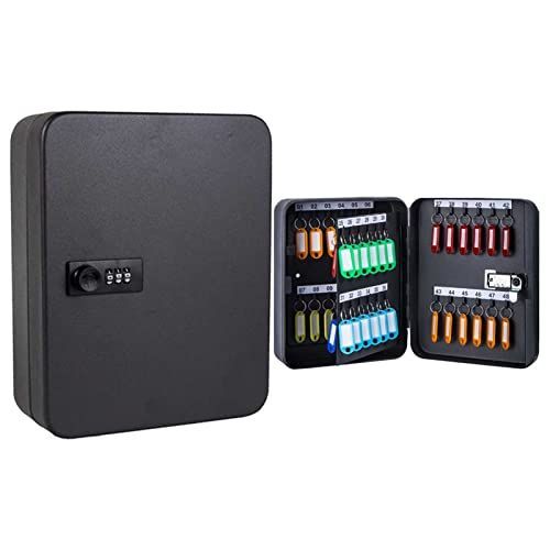 ブラック IUME キーボックス 48キー 壁掛け 鍵管理 鍵収納ボックス ダイヤル式キー保管ボックス 鍵保管ケース 鍵保管ボックス 鍵収納ケース 鍵の紛失防止に ご家庭、オフィス、店舗の鍵管理