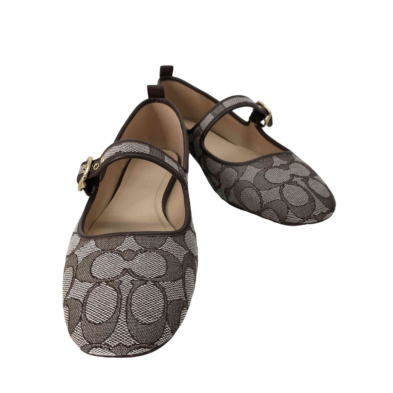 コーチ COACH C リベット メリー ジェーン シグネチャー ジャカード レディース US 7.5