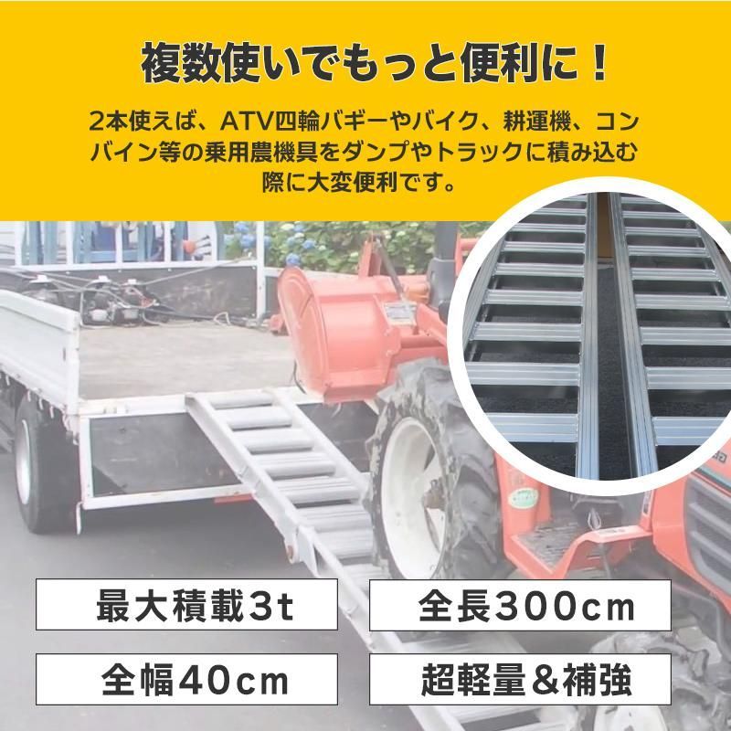 アルミブリッジ2本セット 3t ベロ式 最大積載1.5t/1本 全長3M 建機 重機 農機 アルミ板 道板 大型 超耐重 ラダーレール アルミ  ラダーレール 農機具用 - メルカリ