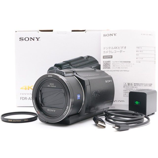 並品 SONY FDR-AX40 ブラック｜4K高画質ビデオカメラ｜空間光学手ブレ補正搭載×高速AF｜大容量バッテリー付属｜運動会 旅行に最適