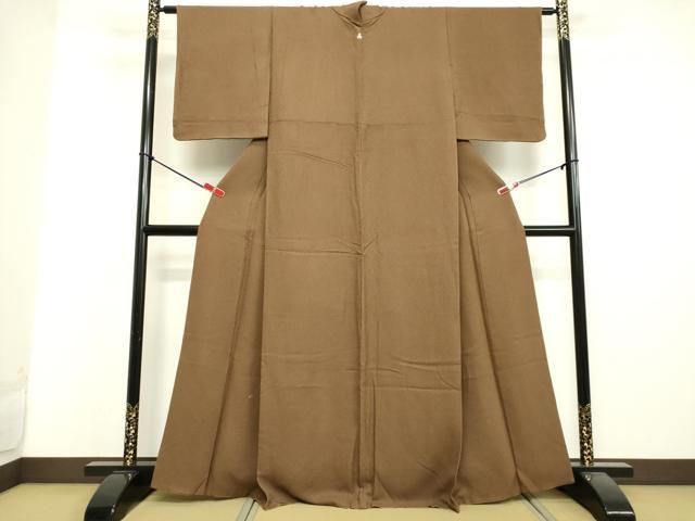 平和屋着物○上質な色無地 舞花地紋 海松色 正絹 逸品 CAAV6413vf 平和