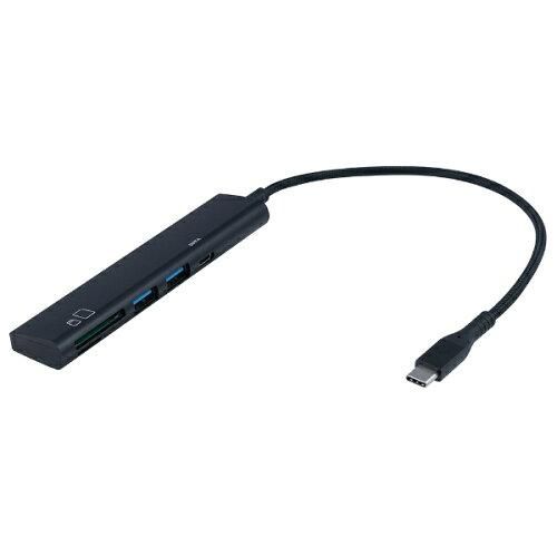 【新品・5営業日で発送】ナカバヤシ COMC3SD143BK USB-C オス→メス カードスロットx2 ／ USB-Ax2 ／ USB-C 変換アダプタ ブラック COM-C3SD143BK