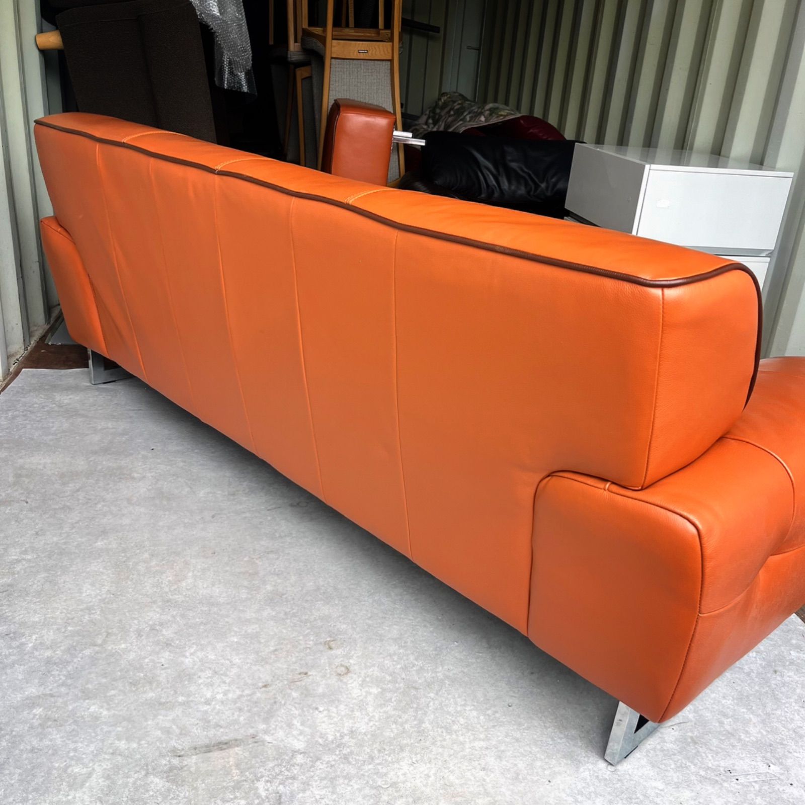 取付無料！IDC大塚家具 L/S コンフォート 本革オレンジソファ・オットマン✨ IDC大塚家具】L/S Comfort-37 LSコンフォート37 総革 カウチ