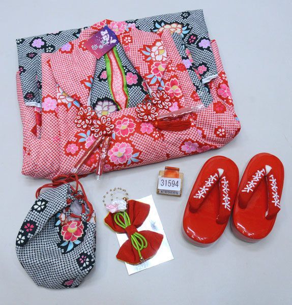 七五三 3歳 3才 三歳 三才 女児 女の子 被布着物フルセット 黒色×赤色