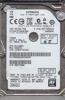 【中古】HTS547575A9E384 PN 0J15083 MLC DA3872 Hitachi 750GB SATA 2.5 ハードドライブ