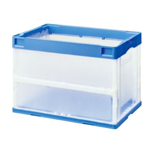 パ 折りたたみコンテナ フタなし ６０Ｌ ブルー １０個3174-7653 カウネット