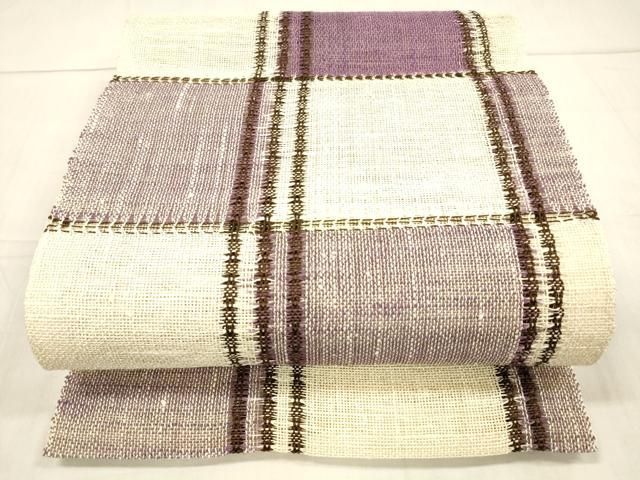 平和屋着物○九寸開き名古屋帯 紬地 型染め 幾何学文様 正絹 逸品