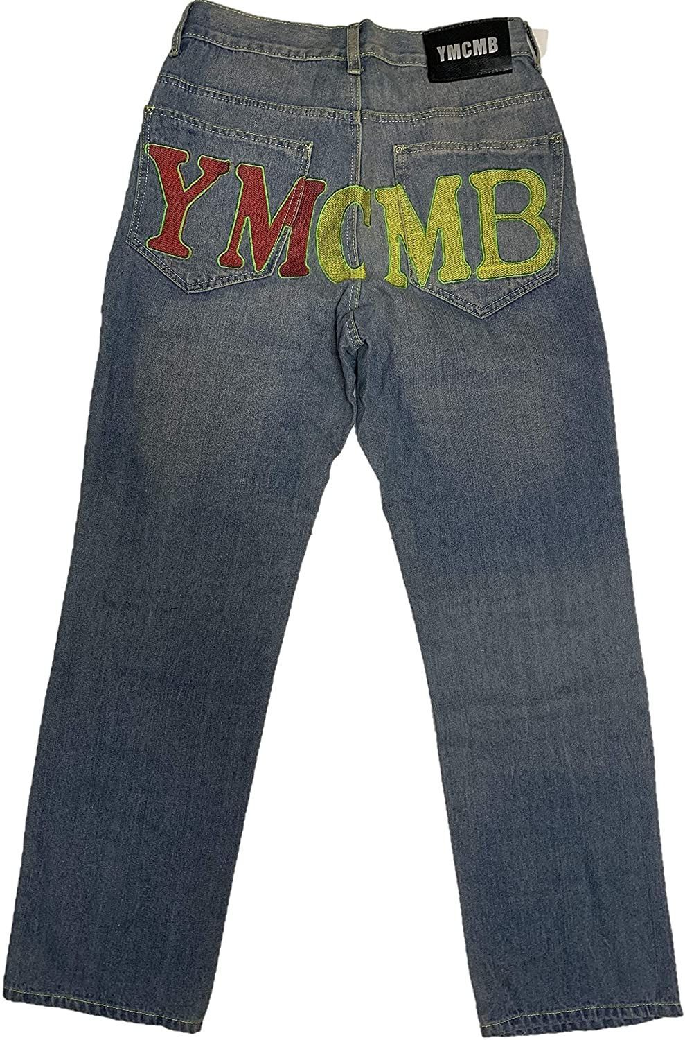 YMCMB バックポケットロゴ デニムパンツ イエローロゴ - メルカリ