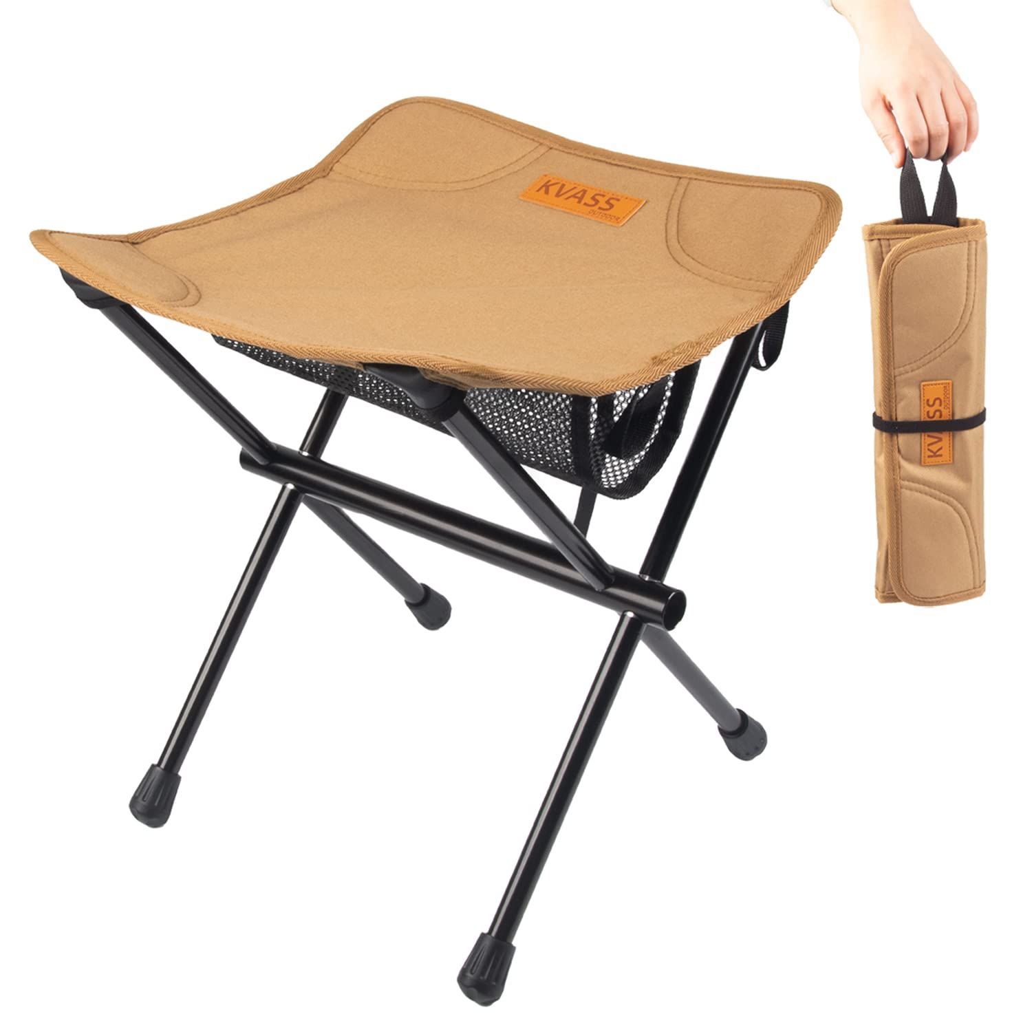 【色: Brown】KVASS アウトドアチェア 折りたたみ椅子 コンパクト 持