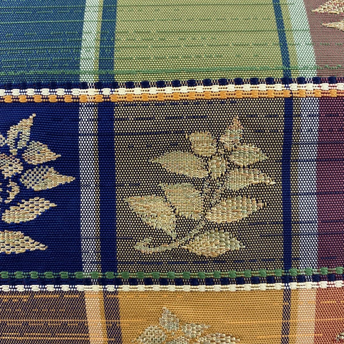 名古屋帯 美品 名品 八寸名古屋帯 松葉仕立て 草花 金糸 刺繍 灰紫