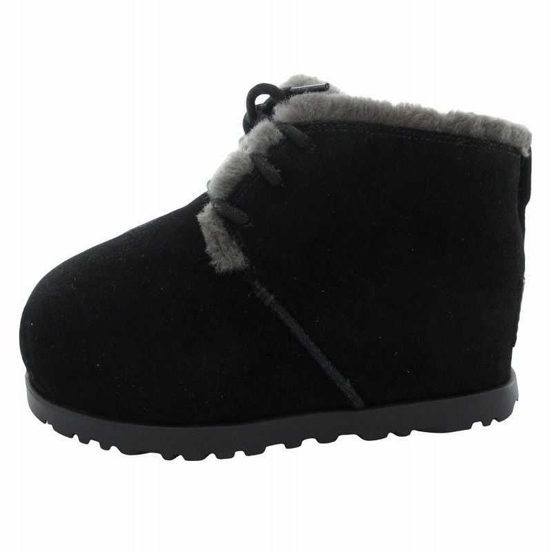 アグ UGG Pumped Lace Up ムートンブーツ ショート ボア 22cm 黒