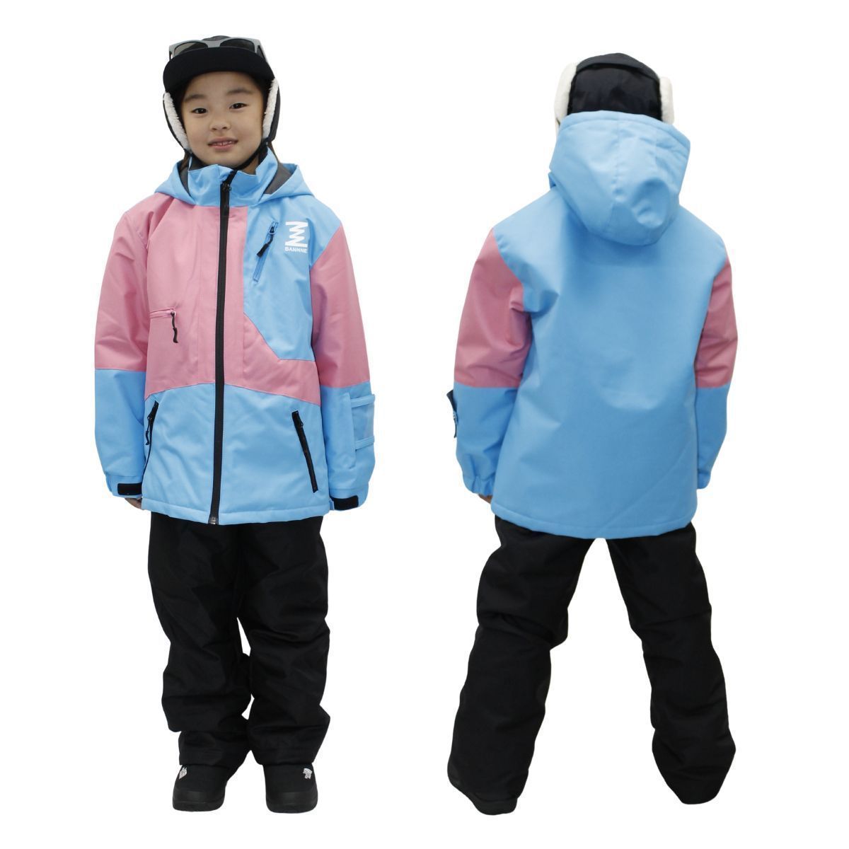 BANNNE バンネ ジュニア キッズ 子ども スキーウェア 上下セット スノーウェア スキー スノーボード 雪遊び 外遊び ウィンタースポーツ BNS-705 ミント×ピンク