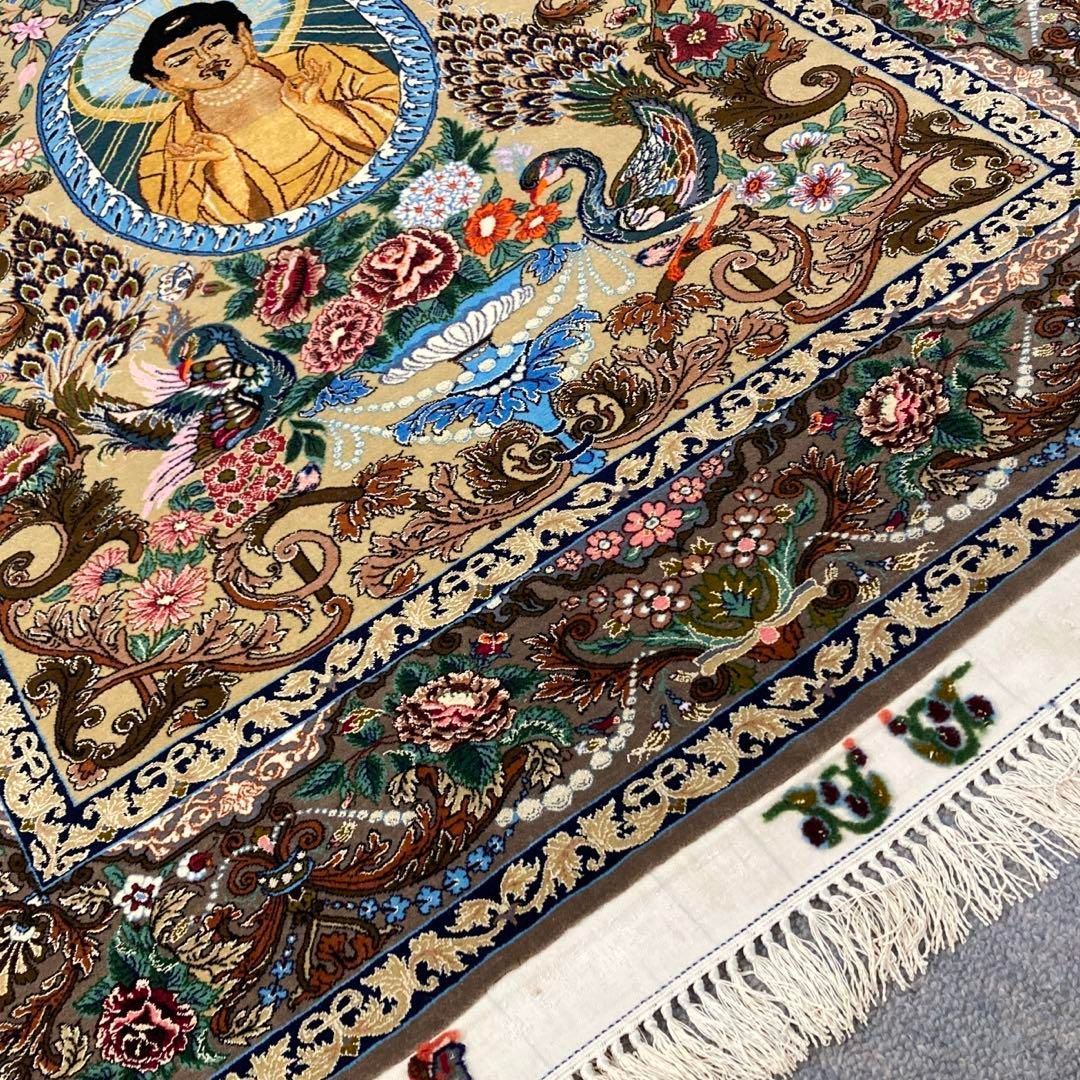 144万ノットイスファハンシェール工房シルクウールペルシャ絨毯167×109