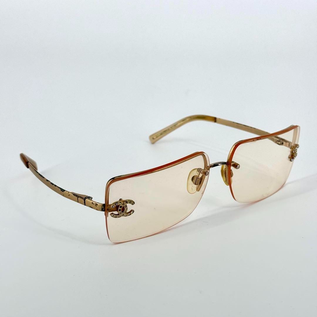 CHANEL サングラス 4092-B リムレス ココマーク ラインストーン