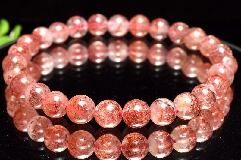 １点物 AA 赤い煌めき ストロベリークォーツ レピドクロサイトインクォーツ 6.5mm ブレスレット パワーストーン 天然石 _MA9160