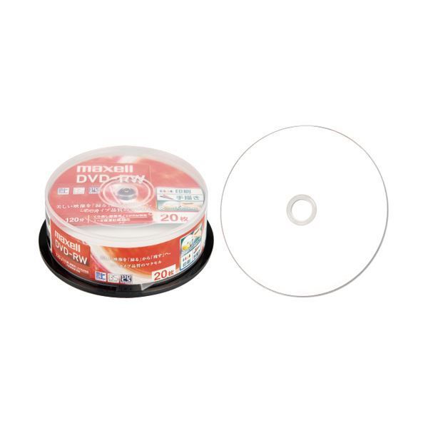(まとめ) マクセル 録画用DVD-RW 120分1-2倍速 ホワイトワイドプリンタブル スピンドルケース DW120WPA.20SP 1パック(20枚)  