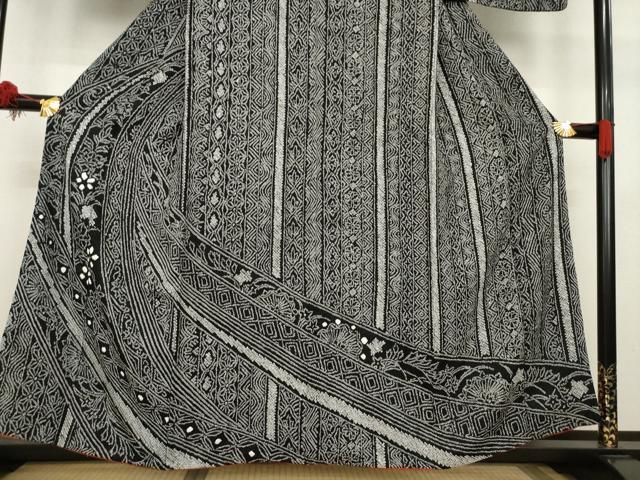 平和屋着物●訪問着　総絞り　草花文　黒地　正絹　逸品　AABB1997ck 平和屋着物○訪問着 総絞り 草花文 黒地 正絹 逸品 AABB1997ck 平和屋