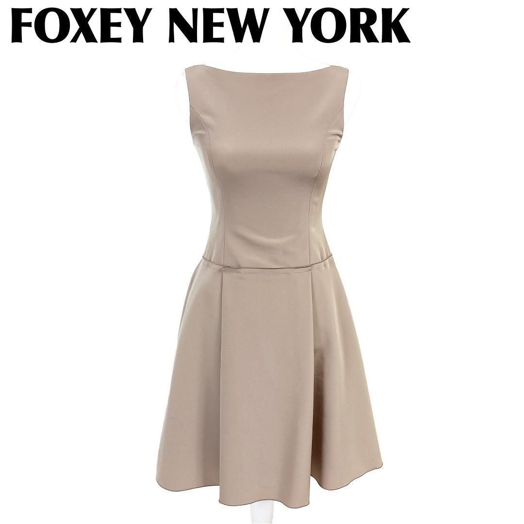 FOXEY NEW YORK ノースリーブワンピース ボックスプリーツ 36