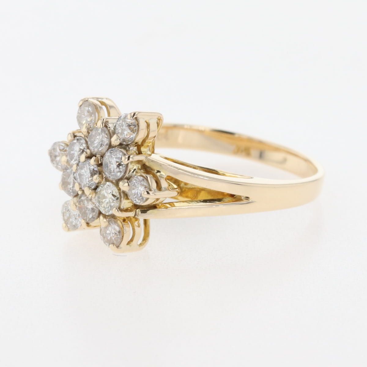 メレダイヤ デザインリング YG イエローゴールド 指輪 リング 9.5号 K14 ダイヤモンド レディース