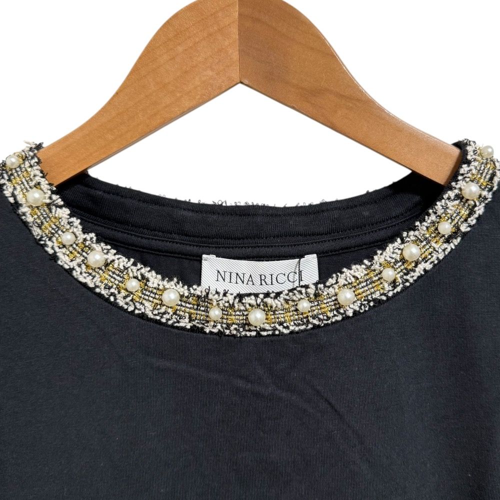 未使用 24AW NINA RICCI ニナリッチ 半袖 ビジュー Tシャツ カットソー S ブラック レディース 古着 中古 未使用 24AW NINA RICCI ニナリッチ 半袖 ビジュー Tシャツ