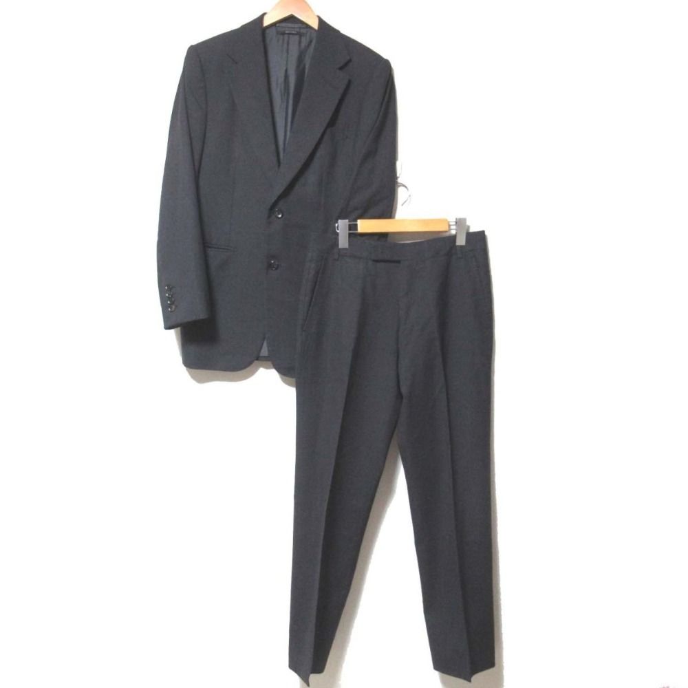 dunhill ダンヒル テーラードジャケット スラックスパンツ 2B シングル スーツ セットアップ 8-46Jサイズ チャコールグレー メンズ 古着