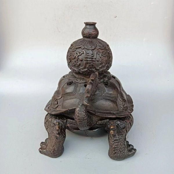 銅器 竜亀薫香炉 茶道具 香道具 工芸品 美術品 置物 銅器 竜亀薫香炉 茶道具 香道具 工芸品 美術品 置物 竜亀 風水