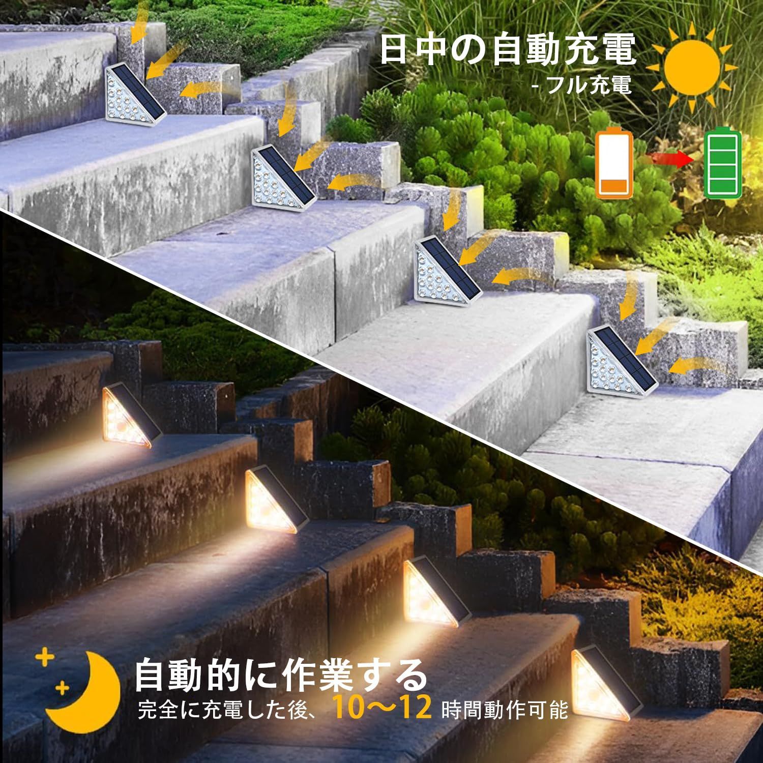Amazon.co.jp: BITPOTT 明るいソーラーパスウェイライト 屋外 8