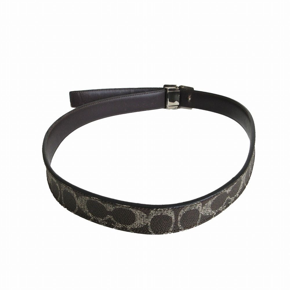 COACH コーチ ロゴバックル シグネチャー リバーシブルベルト ブラウン