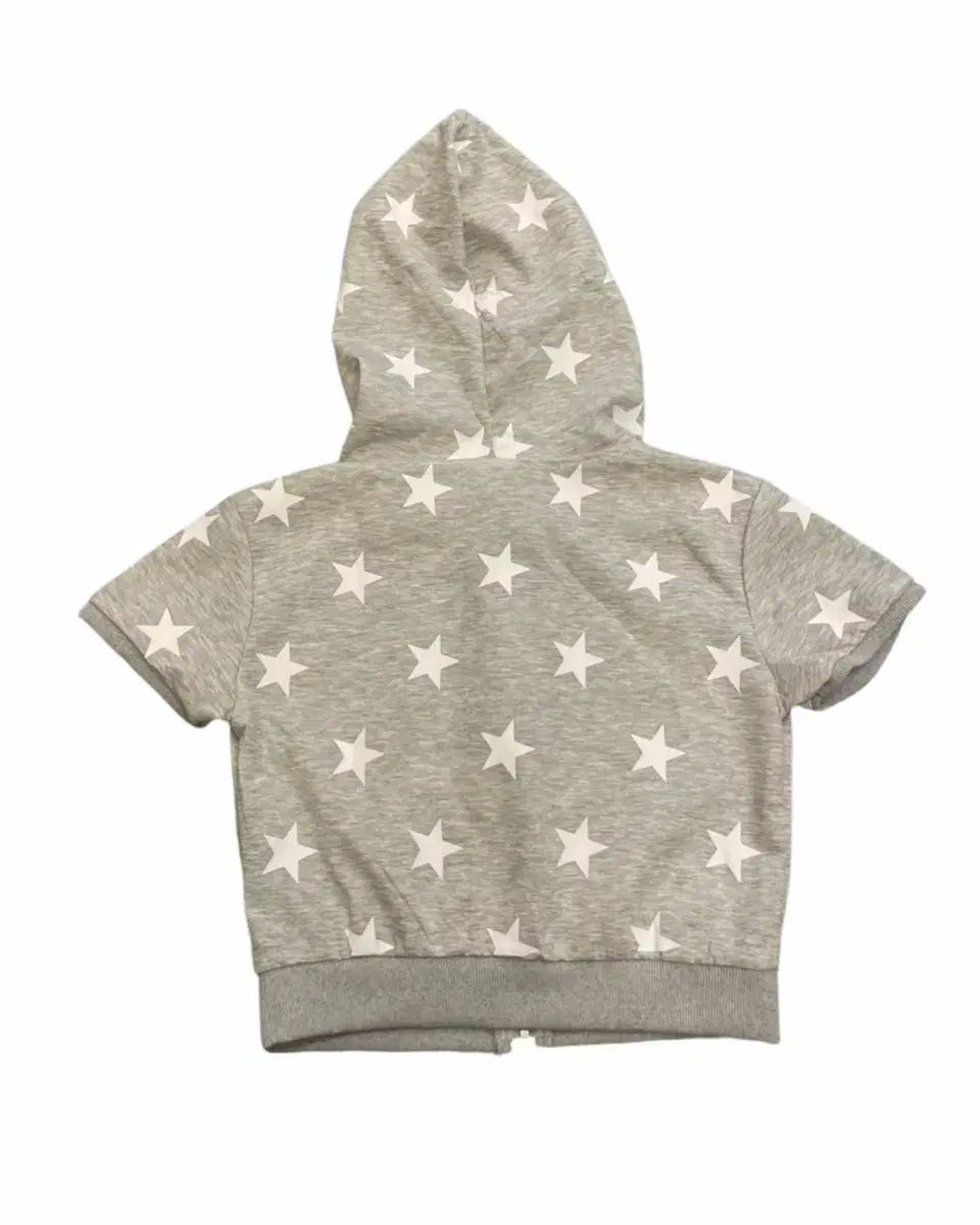 スターパターン 半袖 ジップアップパーカー フード付き グレー